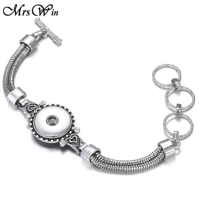 New Snap Jewelry Vintage18mm Metal Snap Button Bracelet Bohemian Watches Women Jewelry Pulseras Button Bracelet