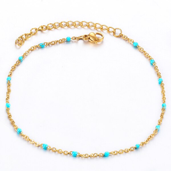 Stainless Steel Gold/Steel Tone Beaded Chain Bracelet Colorful Enamel Satellite Beads Bracelet  Fashionable Ladies Jewelry