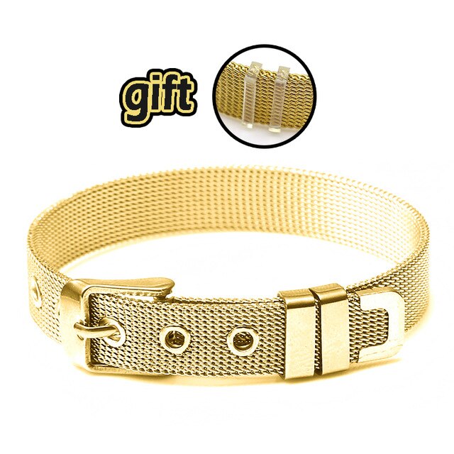 Buipoey Stainless Steel Bracelet Base Chain Charm Jewelry Bracelet For Women Men Watch Belt Charm 10mm Mesh Belt Bracelet Gift