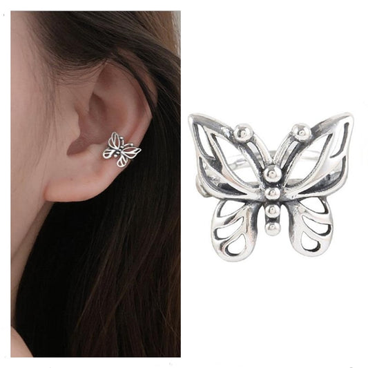 New Fashion Hollow Butterfly Earrings Female Jewelry Pure Silver 925 Sterling Clip Earring Girl Accessories Trendy Silver Bijou