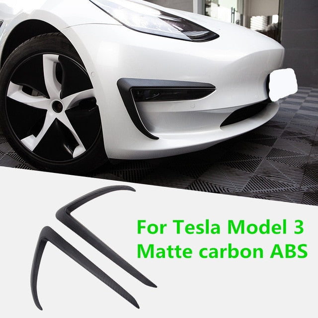 For Tesla Model 3 Accessories ABS Carbon Fiber Black White Car Accessories Model3 Model Three 2020 Front Blade Trim
