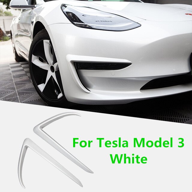 For Tesla Model 3 Accessories ABS Carbon Fiber Black White Car Accessories Model3 Model Three 2020 Front Blade Trim