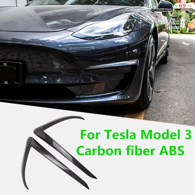 For Tesla Model 3 Accessories ABS Carbon Fiber Black White Car Accessories Model3 Model Three 2020 Front Blade Trim