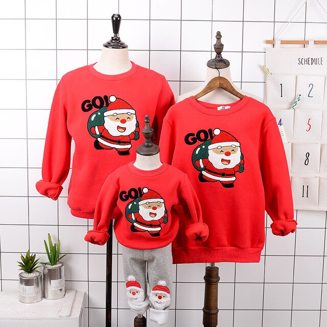 2021 High Quality Christmas Adult Kids Pajamas New Year Women Family Match Santa Claus Elk Sweaters Xmas Sweatshirt Gift Outfits