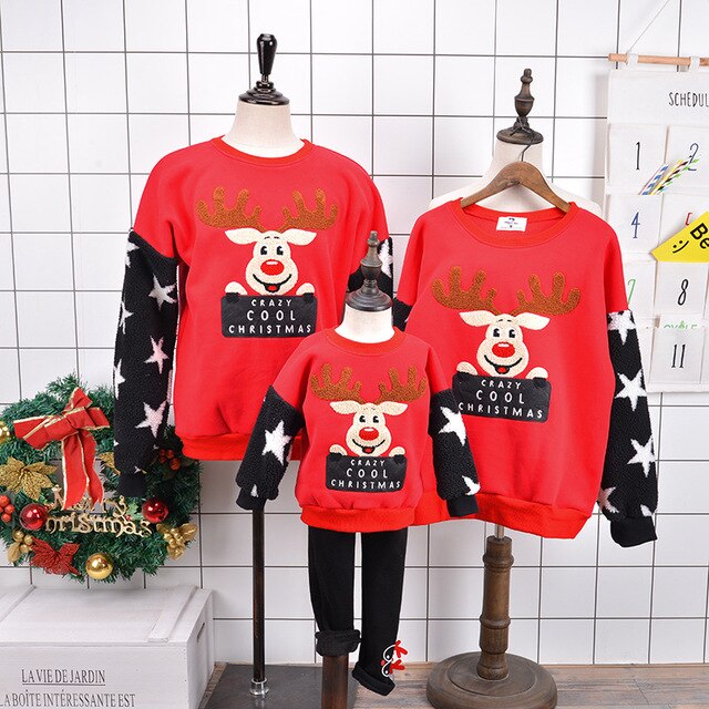 2021 High Quality Christmas Adult Kids Pajamas New Year Women Family Match Santa Claus Elk Sweaters Xmas Sweatshirt Gift Outfits