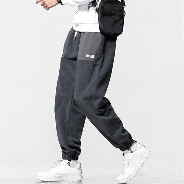 2020 Loose Harem Jogging Pants For Men Winter Big Size Fleece Warm Long Pants Mid-Waist Outdoor Comfortable Pantalons Hommes
