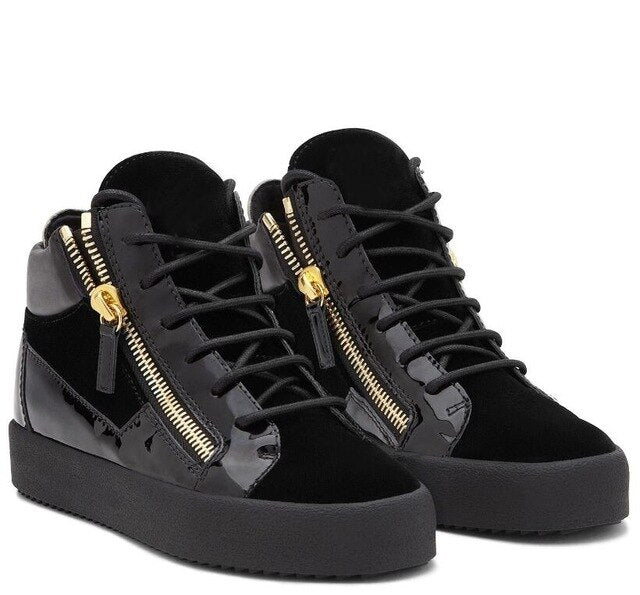 Zapatillas Hombre Fashion mens sneakers patchwork thick flats shoes Lace up casual shoes zipper high top sneakers smoking shoes