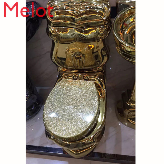 European-Style Court Golden Toilet Vintage Hotel Color Toilet Relief Split Toilet Color Gold Creative Toilet  220mm 305mm 350mm