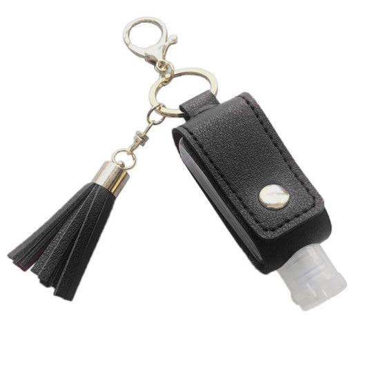30ml Portable Empty Hand Sanitize Bottle with Tassels Leather Keychain Holder Q0KD