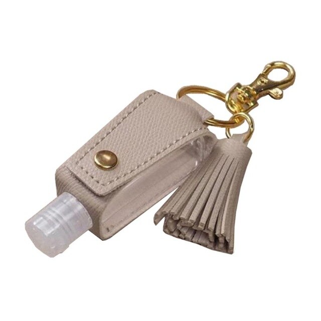 30ml Portable Empty Hand Sanitize Bottle with Tassels Leather Keychain Holder Q0KD
