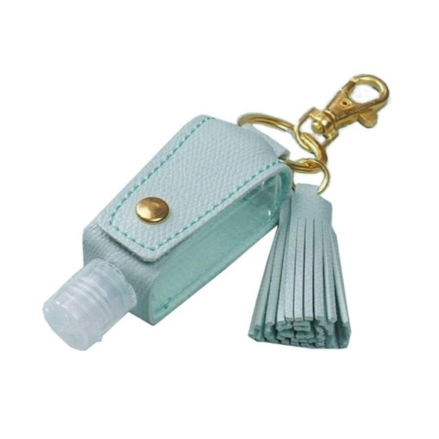 30ml Portable Empty Hand Sanitize Bottle with Tassels Leather Keychain Holder Q0KD