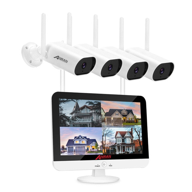 ANRAN 3MP Security Surveillance Camera Kit 13-inch Wireless Monitor NVR System Wifi Audio CCTV Camera Kit Outdoor Camera System