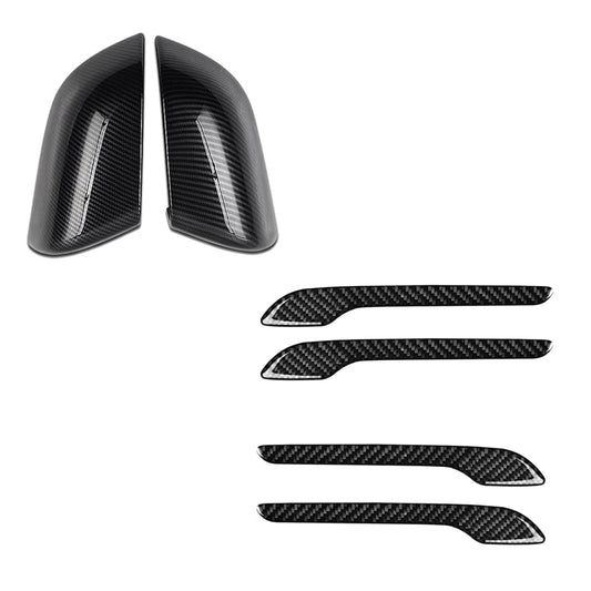 6 Pcs Car Accessories,For Tesla Model 3: 1 Pair Car Rear View Mirror Cover & 4Pcs Protector Decals Cover Anti-Scratch Door Handl