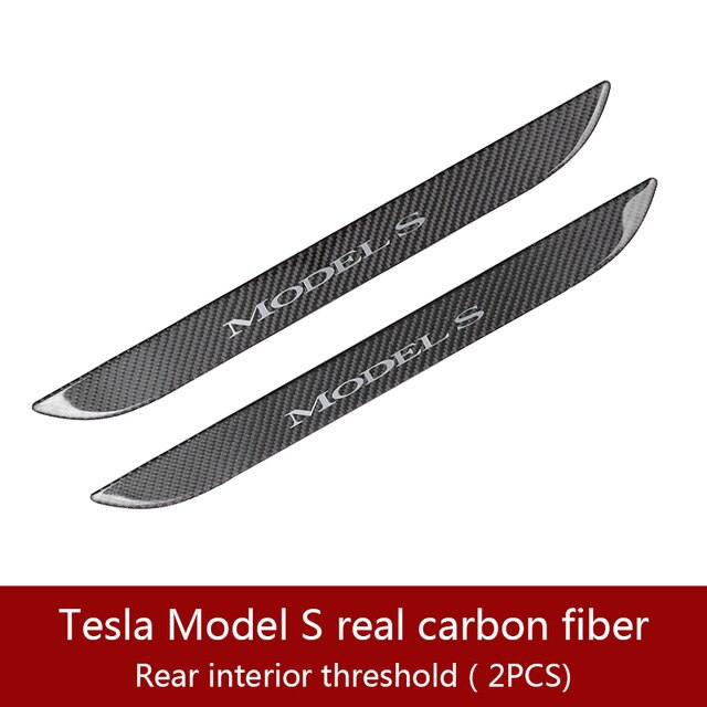 2pcs Real carbon fiber Car Door Sill Scuff Plate for Tesla MODEL S frond and rear door welcome pedal protection strip decoration