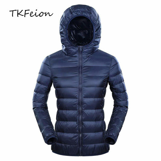 Plus 7XL 8XL Down Jacket Women Hooded Ultra Light Warm Duck Down Filler Female Feather Spring Autumn Thin Slim Windbreaker Coats
