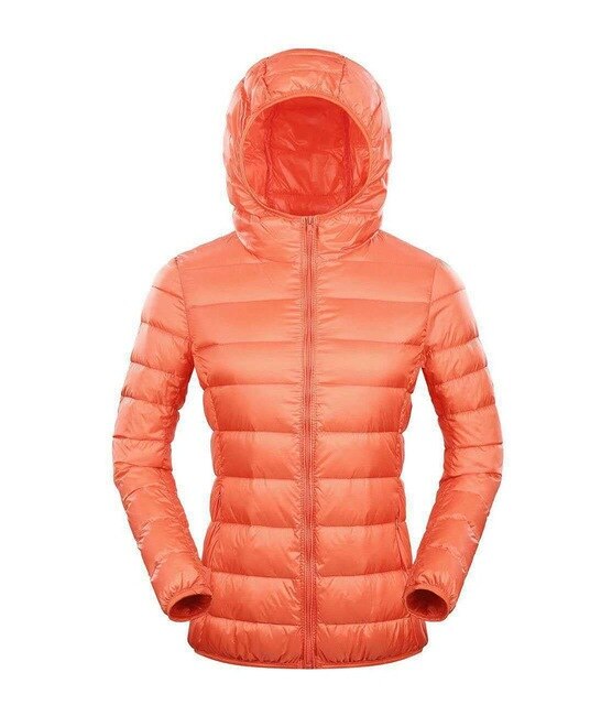 Plus 7XL 8XL Down Jacket Women Hooded Ultra Light Warm Duck Down Filler Female Feather Spring Autumn Thin Slim Windbreaker Coats