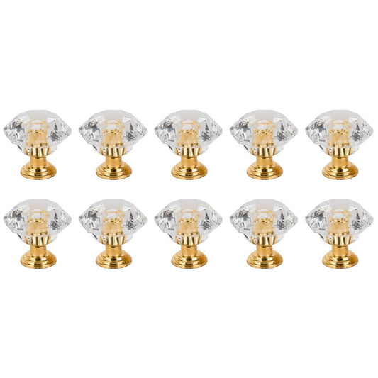 10pcs/set Drawer Furniture Knob Pull Handle Use for Knob Cupboard Cabinet Drawer Fittings  Gold Diamond Crystal Shape Acrylic