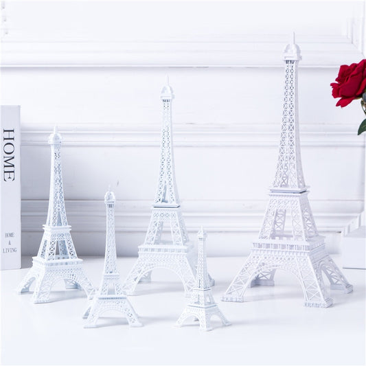 White Eiffel Tower Decor,five Sizes Pure Color Tower Non-Ferrous Metal Home Decoration Improvement Cake Topper