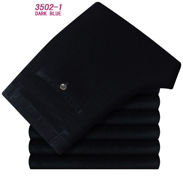 Autumn and winter Pants Men Black Khaki Corduroy Business Casual Pants loose elastic Straight pants thick trousers Male