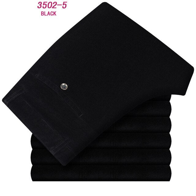 Autumn and winter Pants Men Black Khaki Corduroy Business Casual Pants loose elastic Straight pants thick trousers Male
