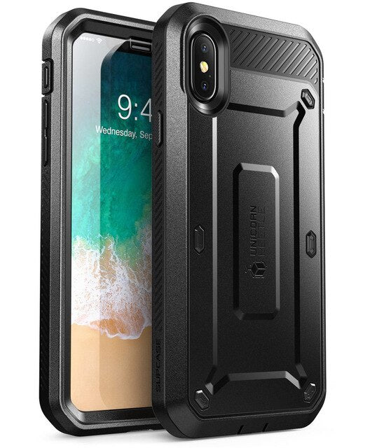 SUPCASE For iPhone Xs Case UB Pro Series Full-Body Rugged Holster Clip Cover with Built-in Screen Protector For iPhone X Case