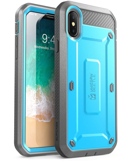 SUPCASE For iPhone Xs Case UB Pro Series Full-Body Rugged Holster Clip Cover with Built-in Screen Protector For iPhone X Case