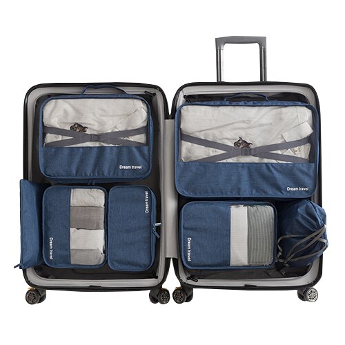 7 Pcs/Set Men Travel Bags Clothes Shoes Underwear Suitcase Organizer Cosmetics Zipper Bag Wardrobe Dufflel Luggage Accessories