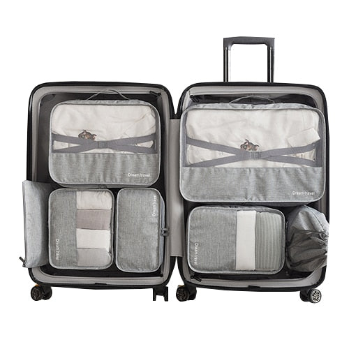7 Pcs/Set Men Travel Bags Clothes Shoes Underwear Suitcase Organizer Cosmetics Zipper Bag Wardrobe Dufflel Luggage Accessories