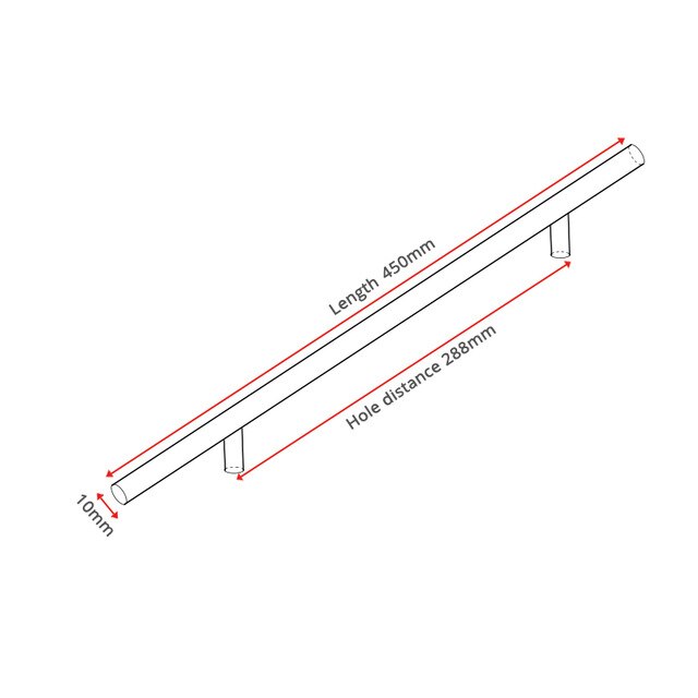 KAK 2" ~ 20'' Gold Kitchen Door T Bar Straight Handle Knobs Cabinet Pull Diameter 10mm Stainless Steel Handles Furniture Handle