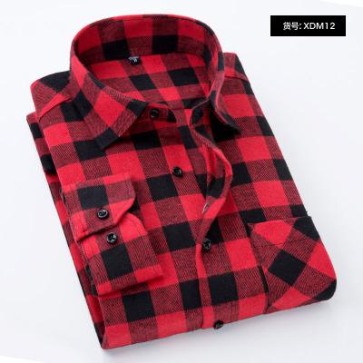 Flannel Plaid Shirt Men Cotton 2019 Spring Autumn New Male Casual Long Sleeve Shirt Plus size High Quality Warm Man Clothes