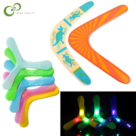 Wooden Boomerang outdoor fun sports Plastic Luminous LED Light Boomerang Outdoor Park special flying Toys Flying Disk saucer GYH