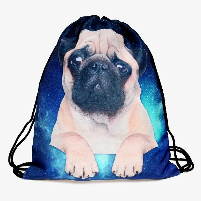 BalleenShiny Oxford 3D Digital Cats Dogs Drawstring Storage Bags Laundry Shoe Makeup Organizer Fashion Knapsack Travel Pouch