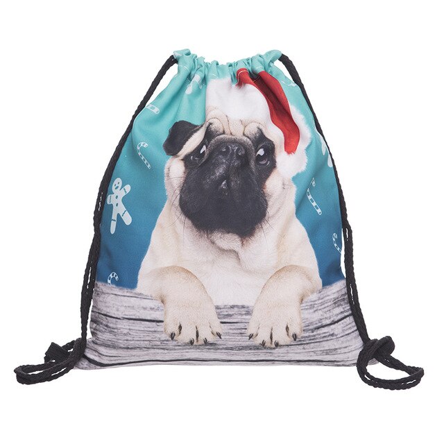 BalleenShiny Oxford 3D Digital Cats Dogs Drawstring Storage Bags Laundry Shoe Makeup Organizer Fashion Knapsack Travel Pouch