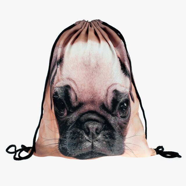 BalleenShiny Oxford 3D Digital Cats Dogs Drawstring Storage Bags Laundry Shoe Makeup Organizer Fashion Knapsack Travel Pouch