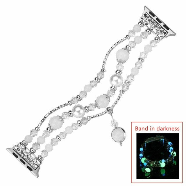 Women Jewelry Strap for Apple Watch Series 1 2 3 4 Agate Gemstone Luminous Wrist Band for iWatch 38mm 42mm 40mm 44mm Bracelet