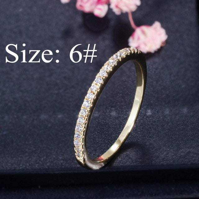 CWWZircons Stack Skinny Micro Pave CZ Fashion Women Engagement Wedding Bridal Party Cubic Zirconia Rings Sets Jewelry Gift R127