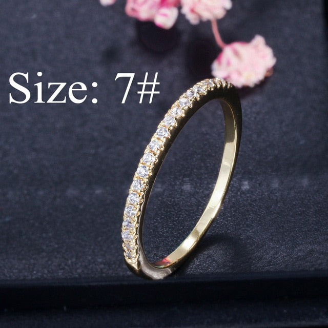 CWWZircons Stack Skinny Micro Pave CZ Fashion Women Engagement Wedding Bridal Party Cubic Zirconia Rings Sets Jewelry Gift R127