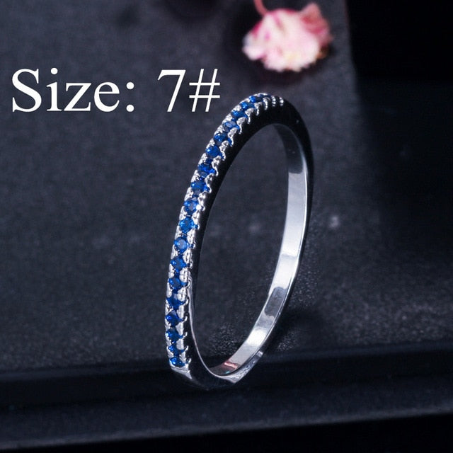 CWWZircons Stack Skinny Micro Pave CZ Fashion Women Engagement Wedding Bridal Party Cubic Zirconia Rings Sets Jewelry Gift R127