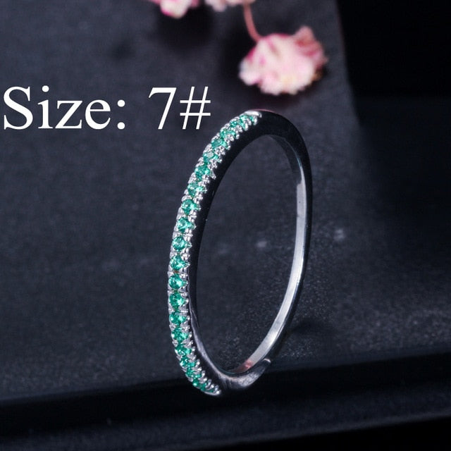CWWZircons Stack Skinny Micro Pave CZ Fashion Women Engagement Wedding Bridal Party Cubic Zirconia Rings Sets Jewelry Gift R127