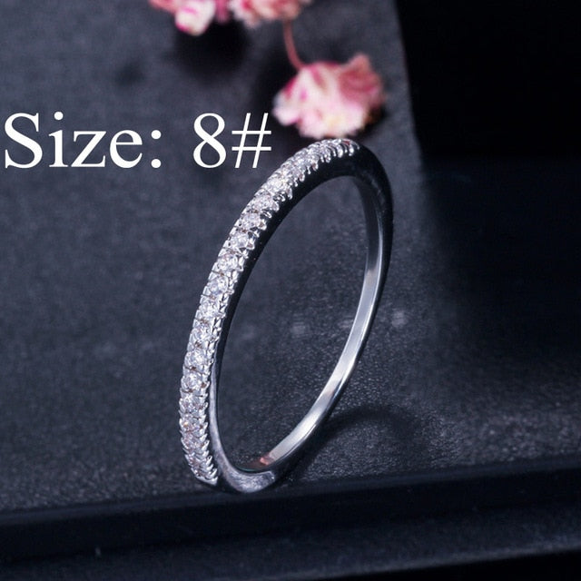 CWWZircons Stack Skinny Micro Pave CZ Fashion Women Engagement Wedding Bridal Party Cubic Zirconia Rings Sets Jewelry Gift R127