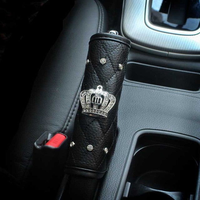 Crown Series Inerior Accessories for Girls Leather Car Steering Wheel Covers Sun Visor Tiessue Box Pillows Seatbelt Shifter Sets