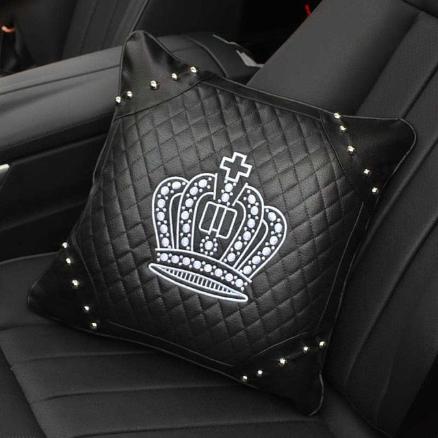 Crown Series Inerior Accessories for Girls Leather Car Steering Wheel Covers Sun Visor Tiessue Box Pillows Seatbelt Shifter Sets