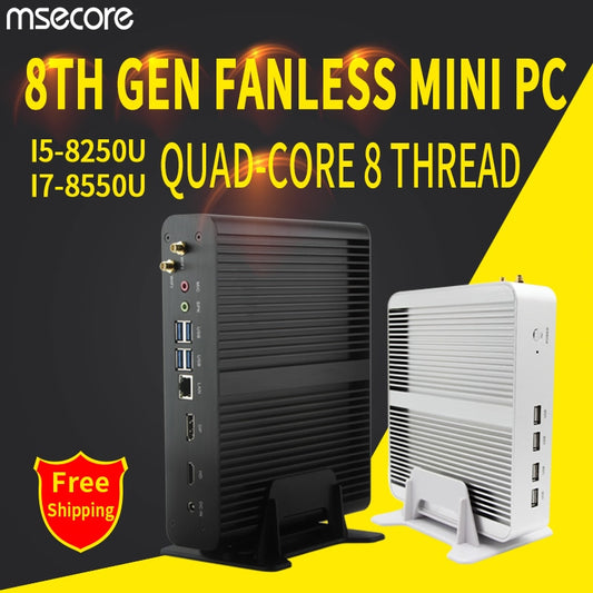 MSECORE i5 8250 i7 8550U DDR4 game Mini PC Windows 10 Desktop Computer Nettop fanless pc linux barebone intel HTPC UHD620 WiFi