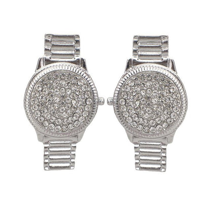 Luxury Crystal Watch Stud Earrings For Women Unique Design Punk Rhinstone Statement Earrings Jewelry Gift UKEN