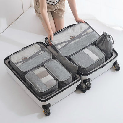 7 Pcs/Set Men Travel Bags Clothes Shoes Underwear Suitcase Organizer Cosmetics Zipper Bag Wardrobe Dufflel Luggage Accessories
