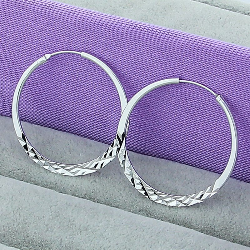 High Quality Hoop Earrings 925 Sterling Silver 5.0cm Circle Earrings Fashion Jewelry Wholesale Factory Direct Sales