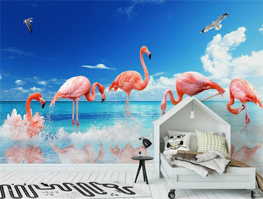 Home Improvement 3D Wallpaper for Walls 3d Decorative Vinyl Wall Paper Modern minimalist flamingo background wall wallpapers