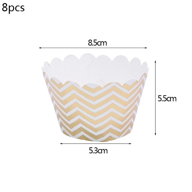 8pc/lot Gold Striped Disposable Tableware Christmas Birthday Party Paper Plates Cups Straws Napkins For Wedding Party Decoration