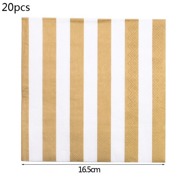 8pc/lot Gold Striped Disposable Tableware Christmas Birthday Party Paper Plates Cups Straws Napkins For Wedding Party Decoration