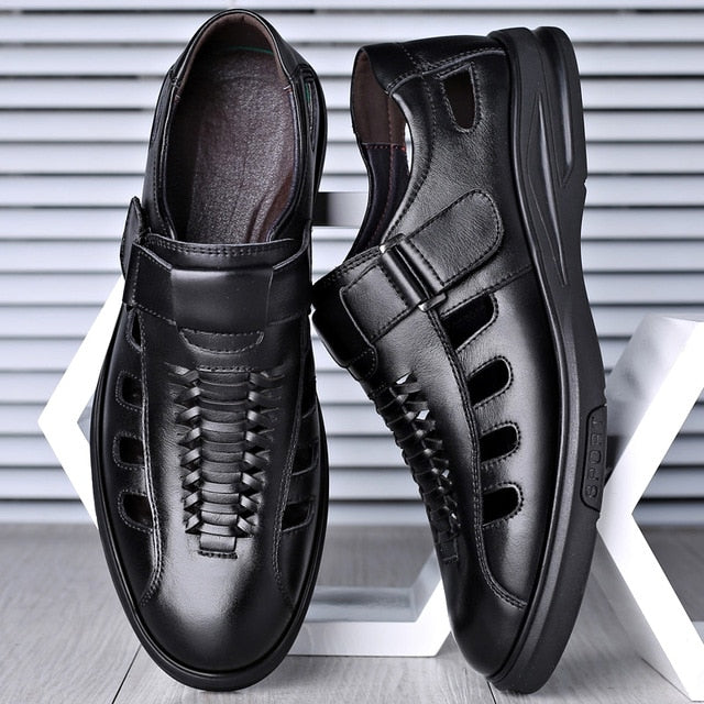 2020 Classic Men Sandals High Quality Genuine Leather Sandals Men Outdoor Casual Shoes Breathable Fisherman Shoes Plus Size 48